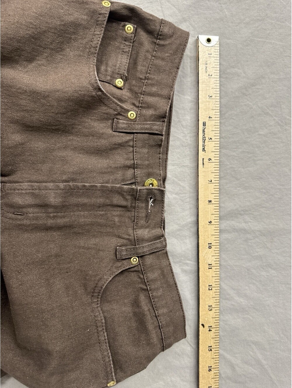 Diane Gilman Jeans Brown Gold Embellished Bootcut Mid Rise Size 8T - Picture 4 of 7